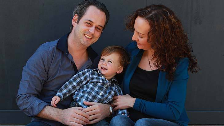 Work-family balancing act … James and Amity McCarthy with their son, Chase.
