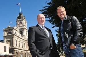 Ballarat mayor Cr Mark Harris with the star of the show, Craig McLachlan.