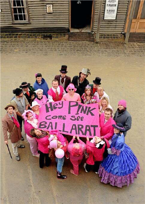 WELCOME: Sovereign Hill staff join forces with Power FM in the campaign to lure singer Pink to Ballarat during her Australian tour.