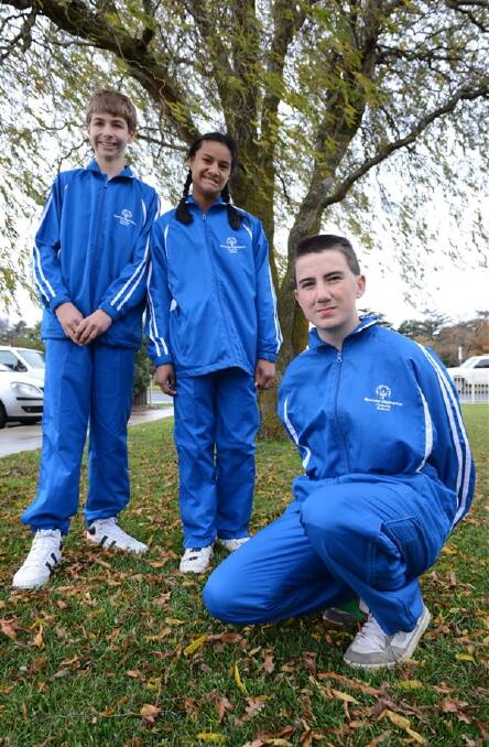 Domonic McKendry, left, Madee Townsend and Aaron Fischer will compete in the Special Olympics Junior National Games in December. Picture: Adam Trafford