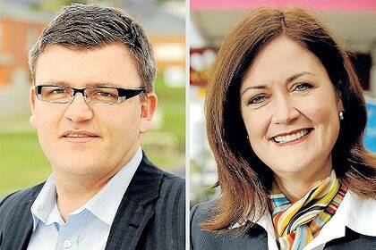 Corangamite candidates sitting MP Darren Cheeseman and challenger Sarah Henderson.
