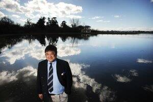 INSPECTION: FISA representative Ronald Chen inspecting Lake Wendouree yesterday as part of the city’s bid to host the 2014 World Rowing Masters Regatta. Picture: Daniel Hartley-Allen