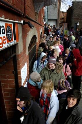 MUSIC FANS: People queue for tickets to the Meredith Music Festival which went on sale yesterday morning at the Karova Lounge in Ballarat.