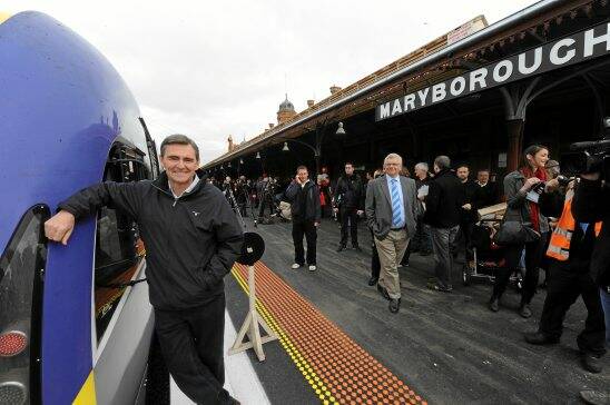 DEMAND: The first train to stop at Maryborough in 15 years arrived at the station late last month with Premier John Brumby on board. Now Ballarat residents are calling for a equivelent service for