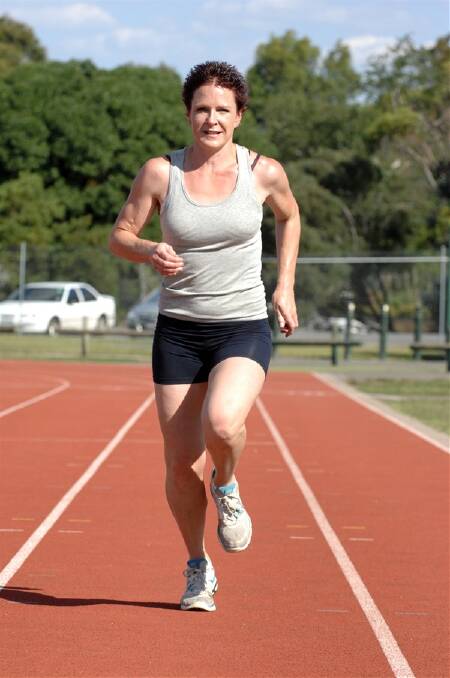 ON THE PACE: Ballarat sprinter Jacqui Watt training at Llanberris yesterday ahead of defending her title in the Women's Necklace, 120 metres, at Maryborough today. Picture: Zhenshi van der Klooster