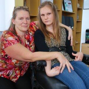DISADVANTAGED: Tess Pearce, left, with her mother Sandi Pearce. Picture: Rachel Afflick