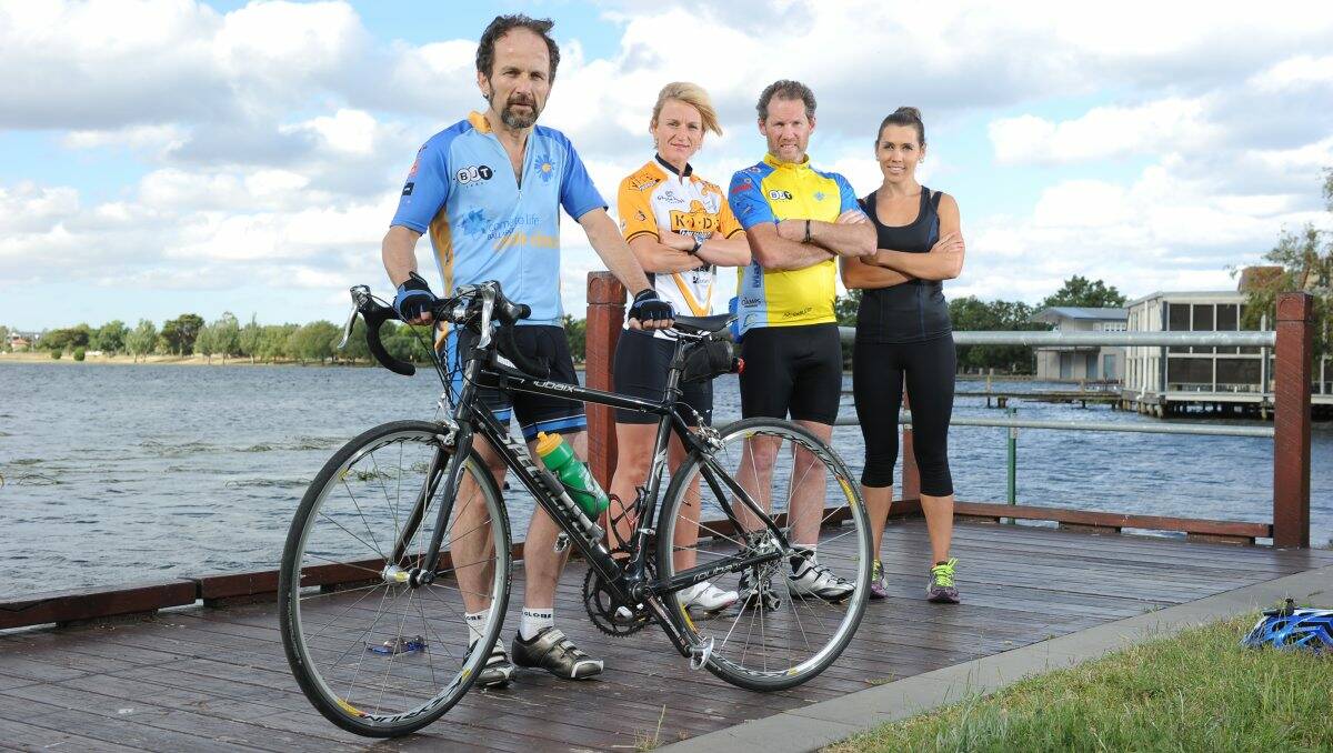 Team: Brett Sinclair, Anna Gordon, Bill Lawrey and Sofia Thapa are just four of many Ballarat athletes who are in full training for the Port Macquarie Ironman. PICTURE: JUSTIN WHITELOCK