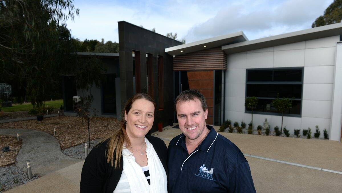 David and Marcella Moyle outside their home which was awarded the HIA Western Victoria Home of the Year.