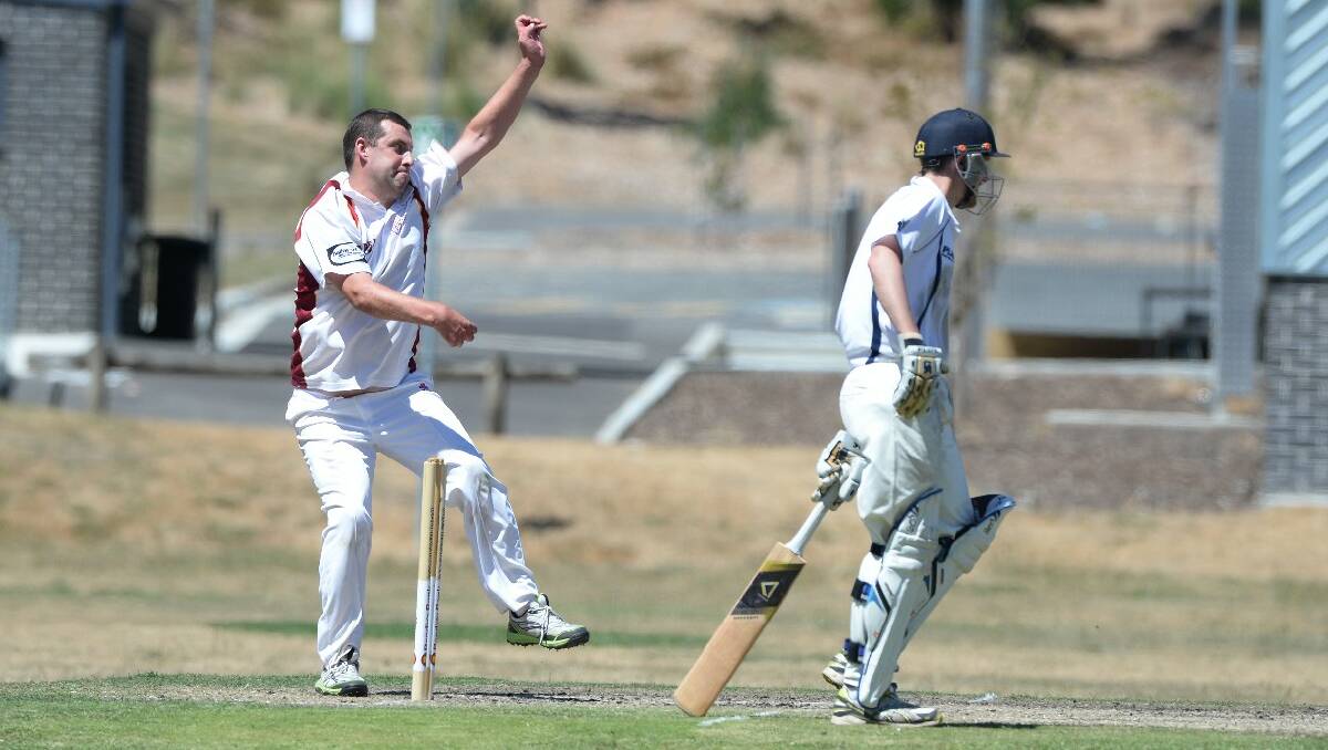 Cricket - Mt Clear v Brown Hill. Dean Ferris, Brown Hill and Les Sandwith, Mt Clear. PIC: KATE HEALY