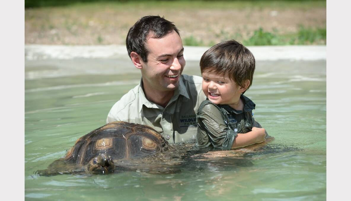 Stuart Parker - park manager with Charlie Parker 2yo  and a Burmese Brown Tortoise 