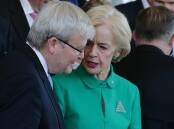 Prime Minister Kevin Rudd after the swearing-in ceremony at Government House with Governor-General Quentin Bryce, in Canberra on July 1, 2013. Picture: Alex Ellinghausen