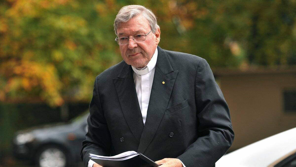 ON THE BACKFOOT: Cardinal George Pell arrives at the Victorian inquiry this week. Cardinal Pell blustered his way through some tough grilling from committee member Andrea Coote.