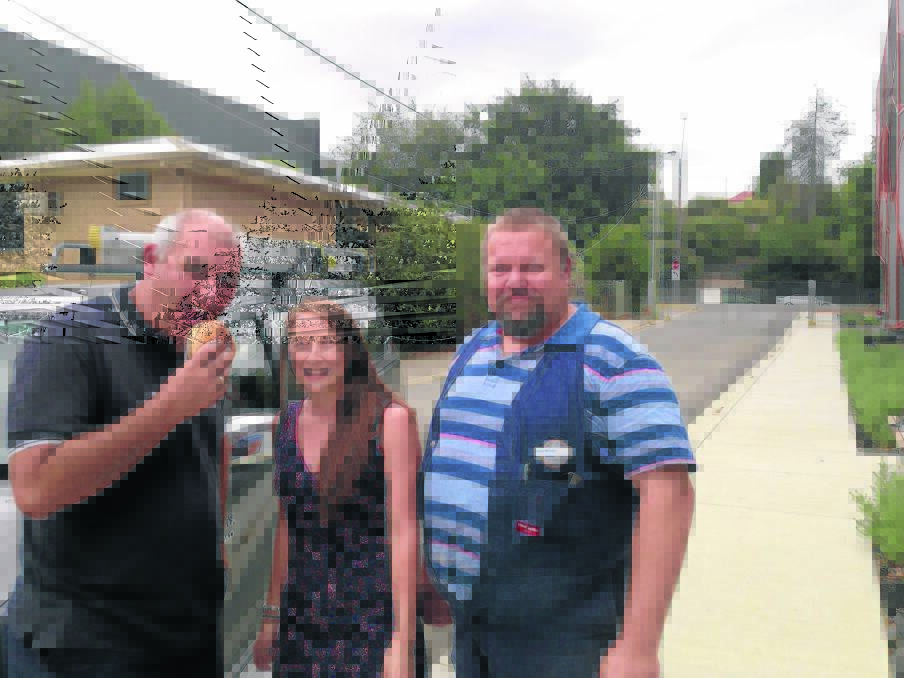 TRADIE FEED: Jamie Sleep, Claire Sewell and David Walters promote a drive-through information breakfast for tradespeople. PICTURE: MATTHEW DIXON