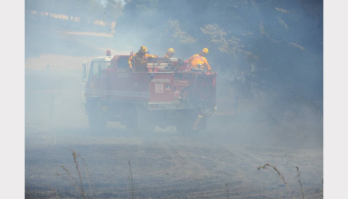 Fire crews work on the fire at Blampied. PICTURE: LACHLAN BENCE.