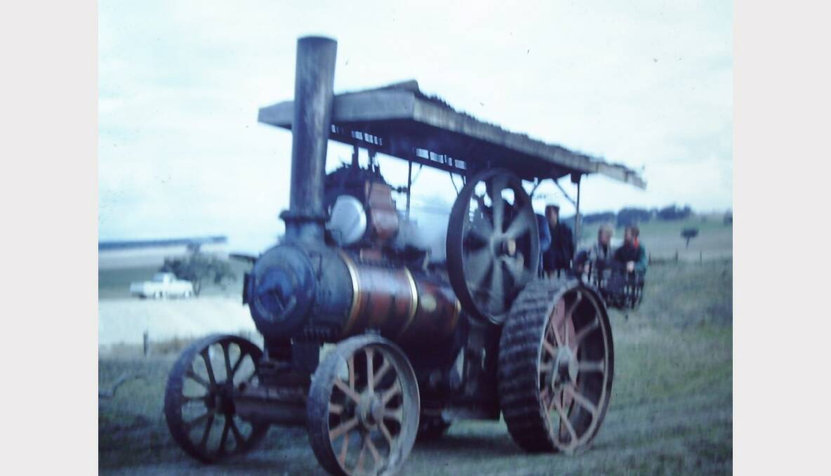 Founder Lin Bruty on his Fowler traction engine – 1959
