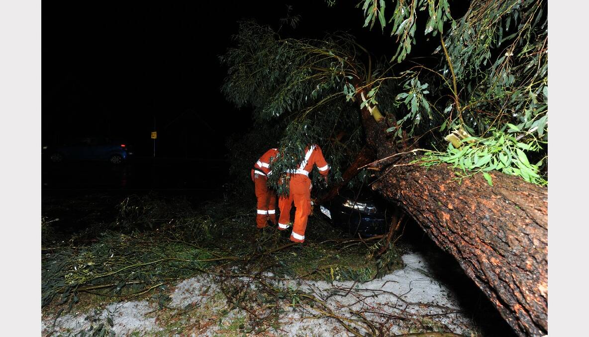 Emergency crews working through last night's storm.