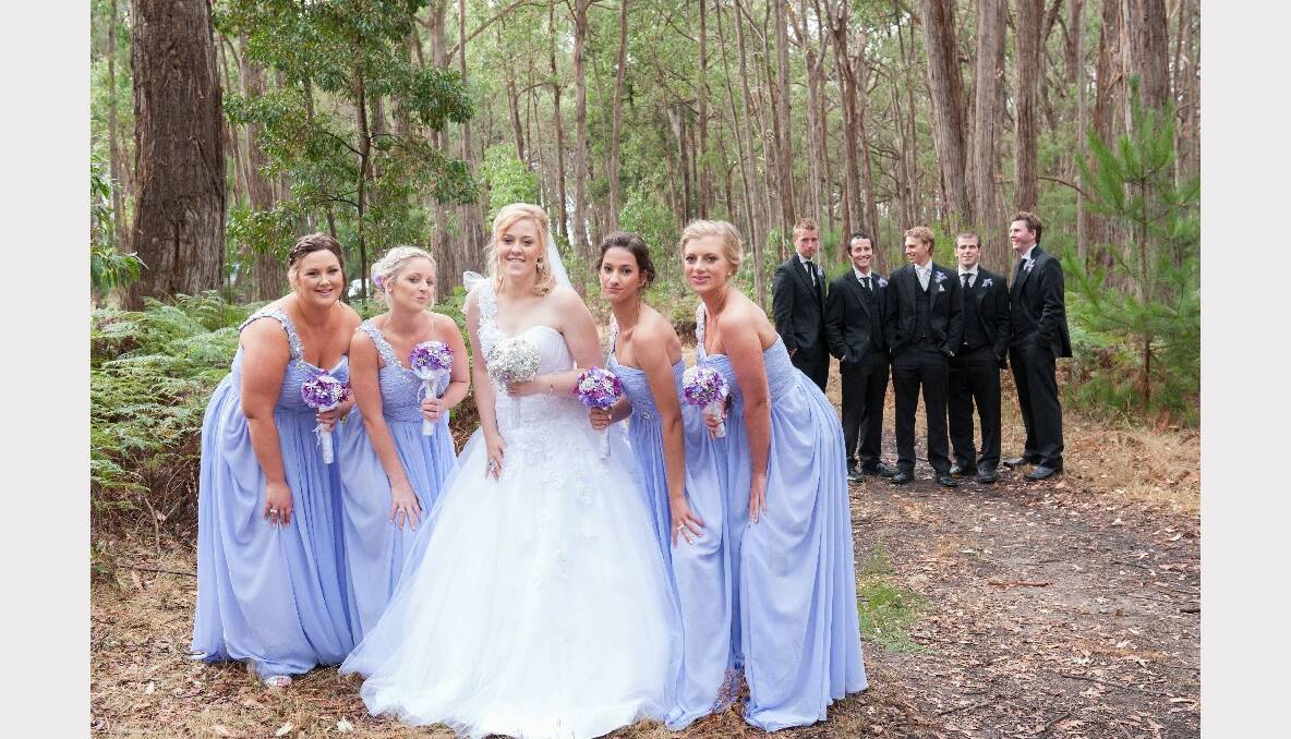 Nardia Leoncini and Thomas Elford, married on March 16, 2013 at the Buninyong Golf Club. Attendants: Karla Leoncini, Jasmine Jolly, Kirsty Elford, Ashlea Pollard, Jason Kenna, Joe Ryan and Daniel Oliver. The pair honeymooned in Europe. Picture: Always and Forever Photography