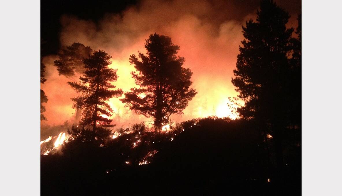 The fire in its full fury last night. CONTRIBUTED PICTURE: MARK CARTLEDGE, CFA.