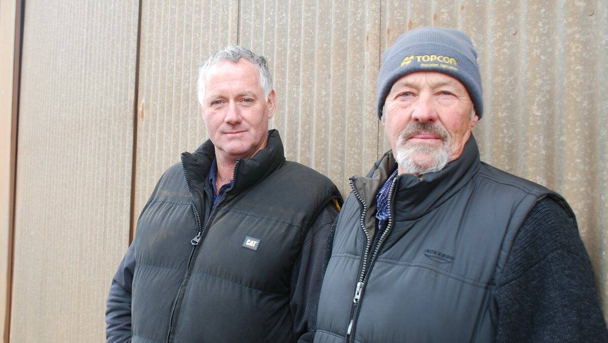 UNDER THREAT: Dominic Prendergast, left, and Norm Suckling fear for their futures if New Zealand potatoes are approved for importation into Australia. PICTURE: PAT NOLAN.