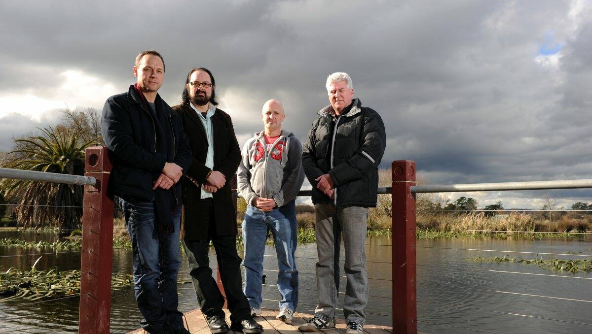Sex abuse victims, from left, Peter Blenkiron, Steven Woods, Andrew Collins and Phil Nagle. PICTURE: JUSTIN WHITELOCK.