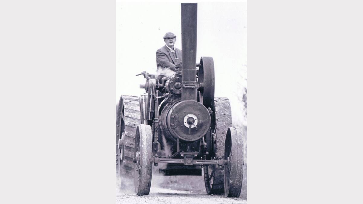 Founder Tom Mulcahy on a traction engine prior to formal rallies – 1959