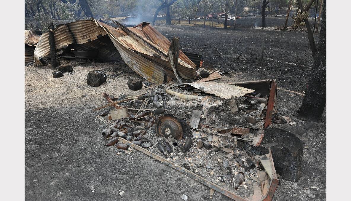 Gayle and Ray Stone's property was destroyed by yesterday's fire. PICTURE: LACHLAN BENCE.