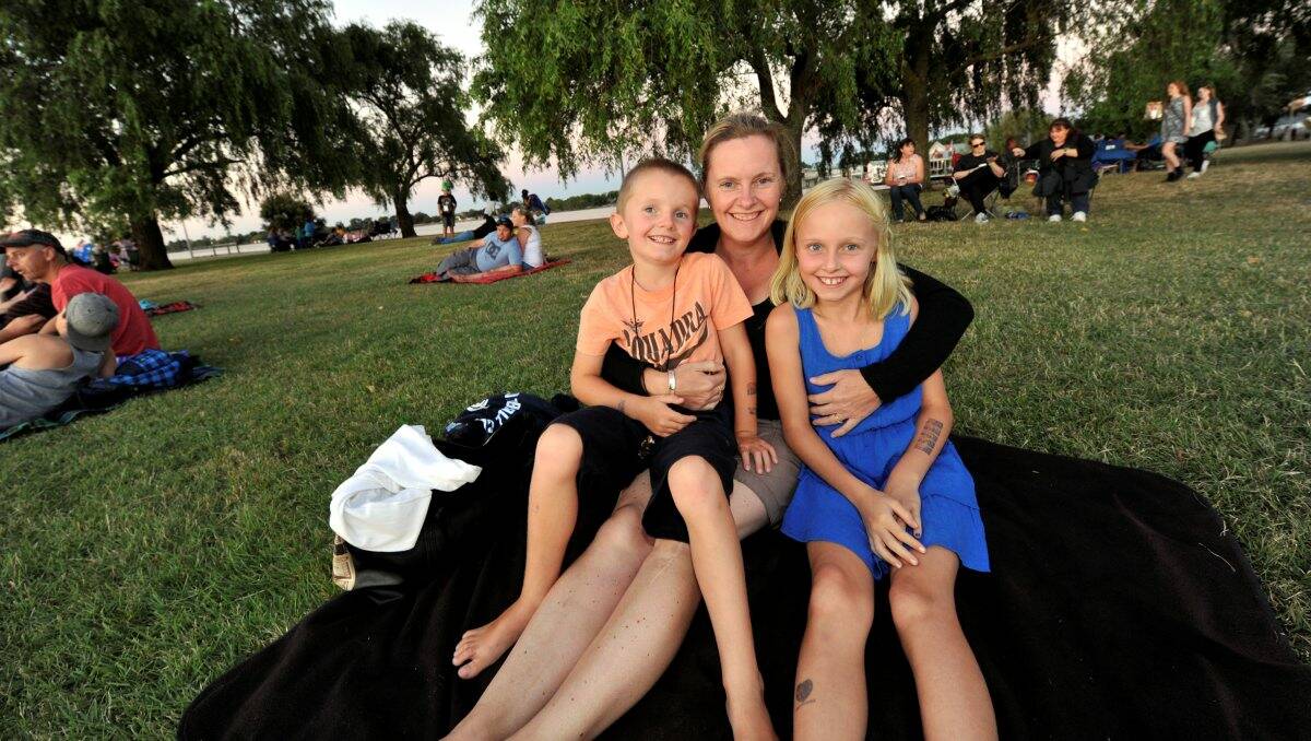 Sheree Allen with children Zac and Abbey at Australia Day celebrations around the lake.