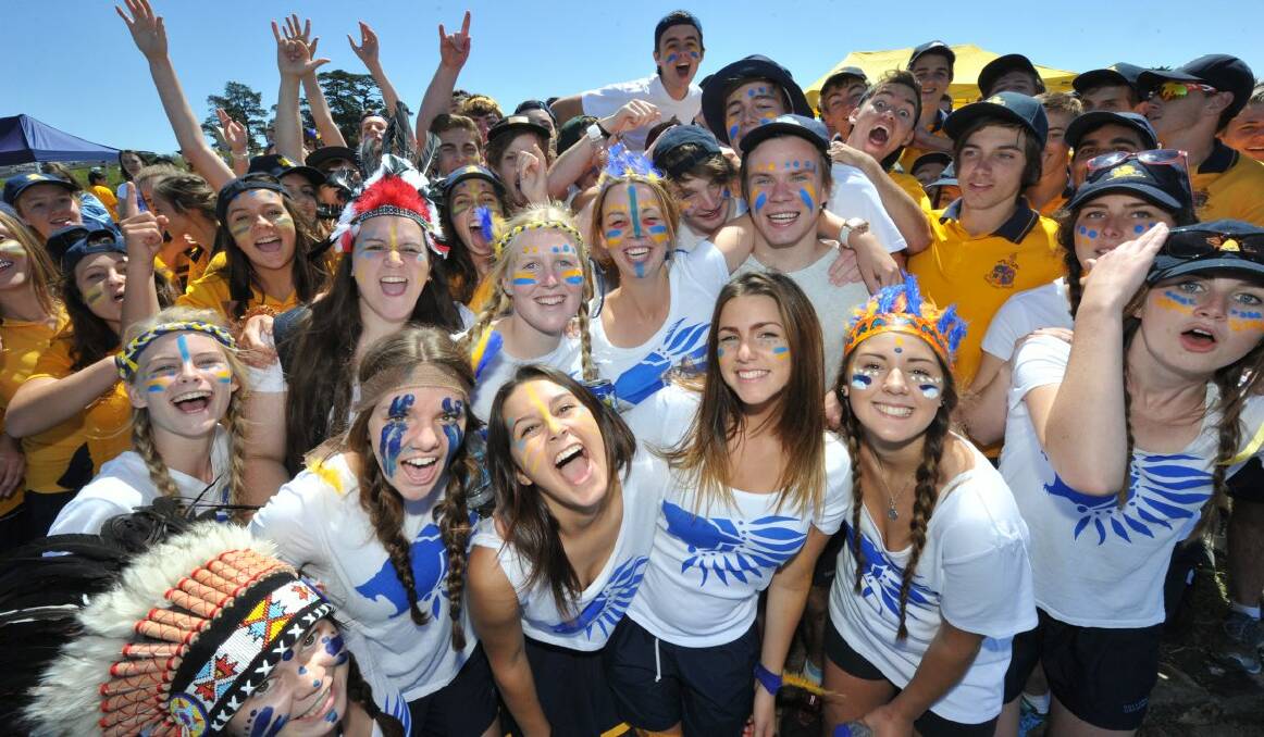 Ballarat Grammar students celebrate at Head of the Lake. Picture: Jeremy Bannister