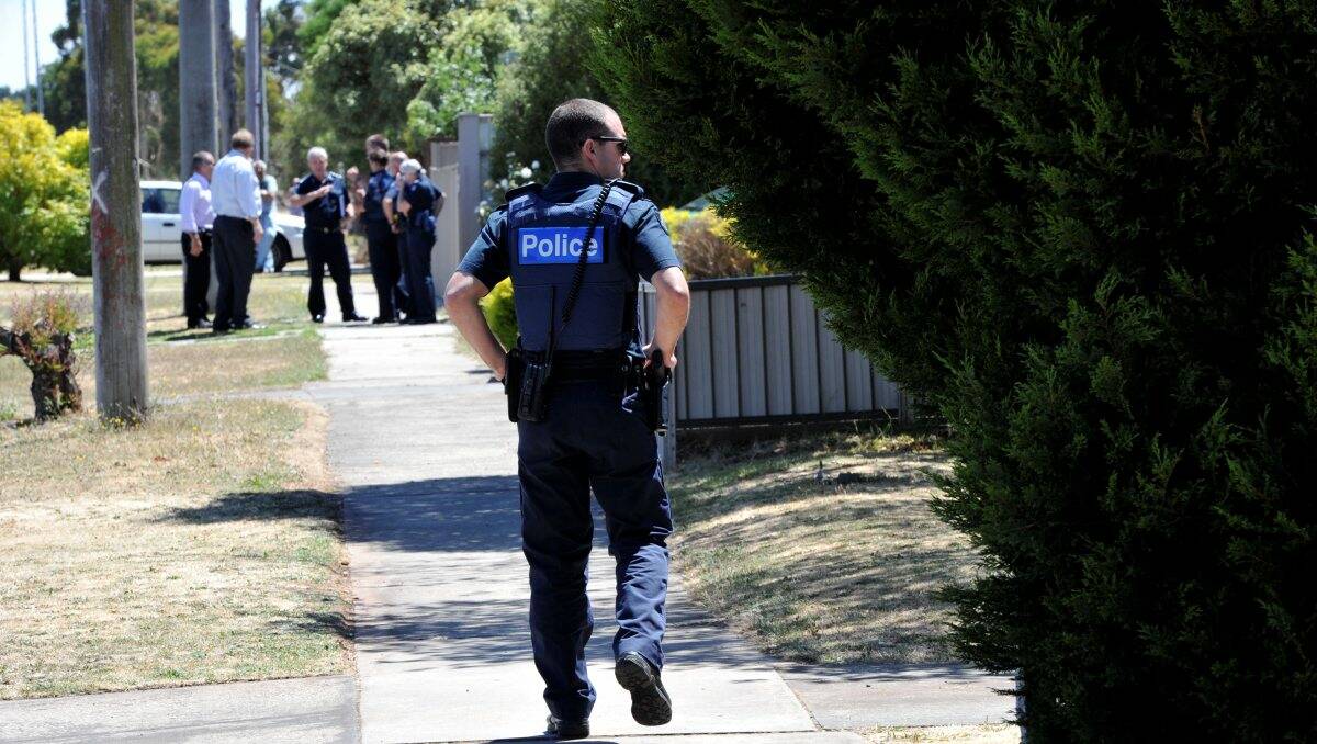 Police arrest a man in a raid on a Ballarat home today. PIC: Jeremy Bannister