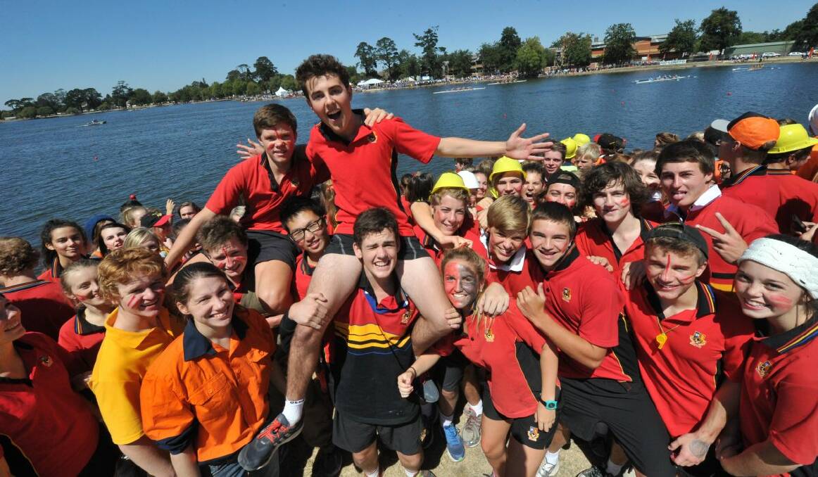 Clarendon College students celebrate at Head of the Lake. Picture: Jeremy Bannister