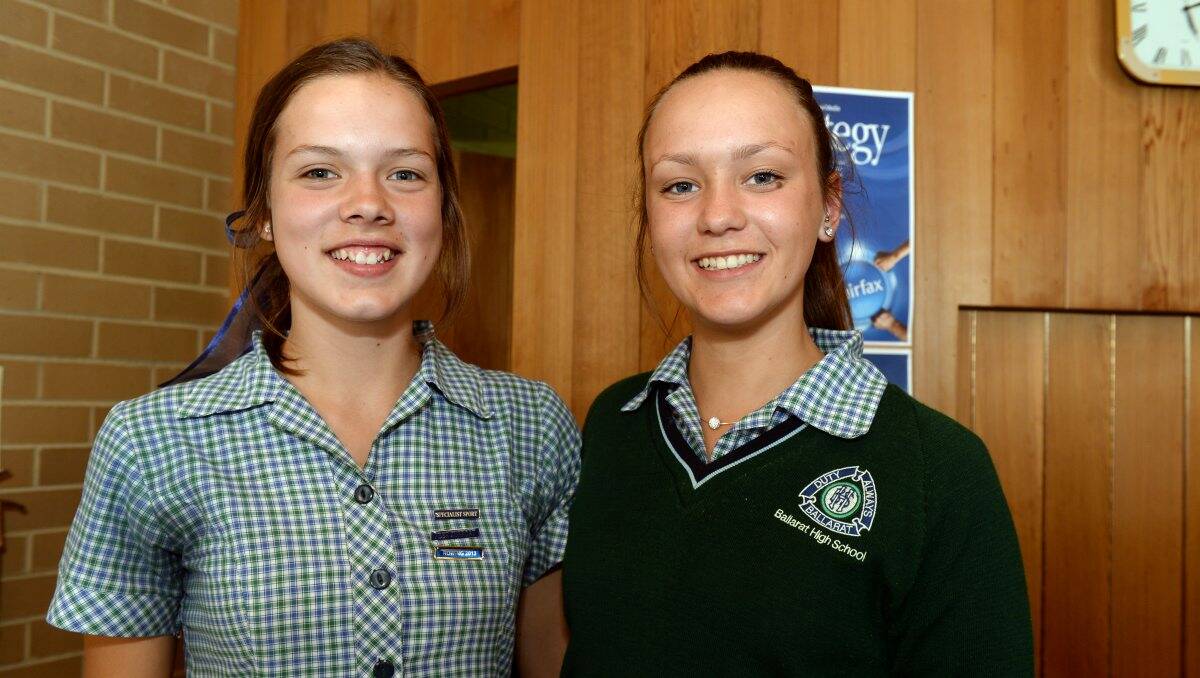 Amity Musgrove and Ashlee Gercovich from Ballarat High School. PICTURE: KATE HEALY
