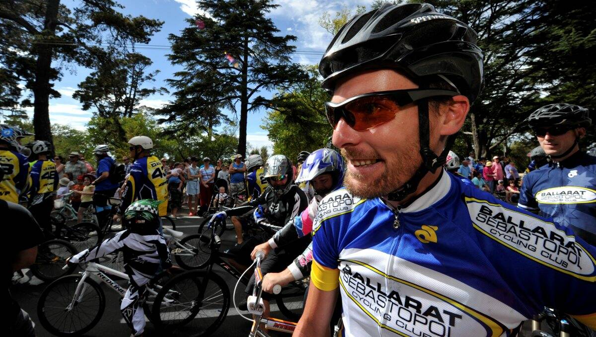 Phil Orr from the Ballarat Sebastopol Cycling Club at The Courier Begonia Parade. PICTURE: JEREMY BANNISTER