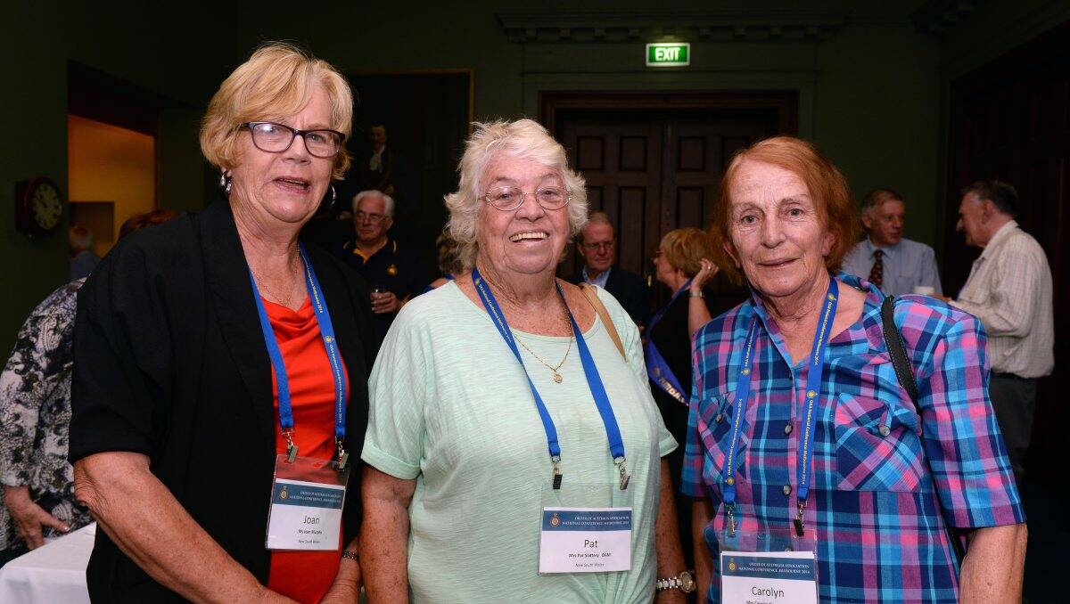 Joan Murphy (Umina Beach) and Pat Slattery (Ettalong Beach) and Carolyn Newcombe (Canberra) at Town Hall for an Order of Australia meeting.