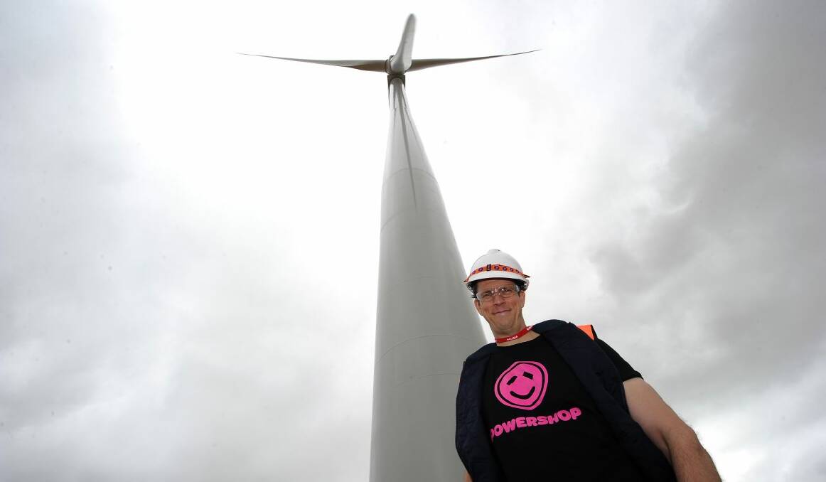 Powershop CEO Ben Burge at Mt Mercer wind farm. Picture: Justin Whitelock