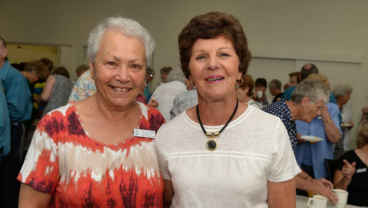 Joyce Azzopardi and Lyn Kelly at the Ballarat East Ladies Probus Club 20th birthday.