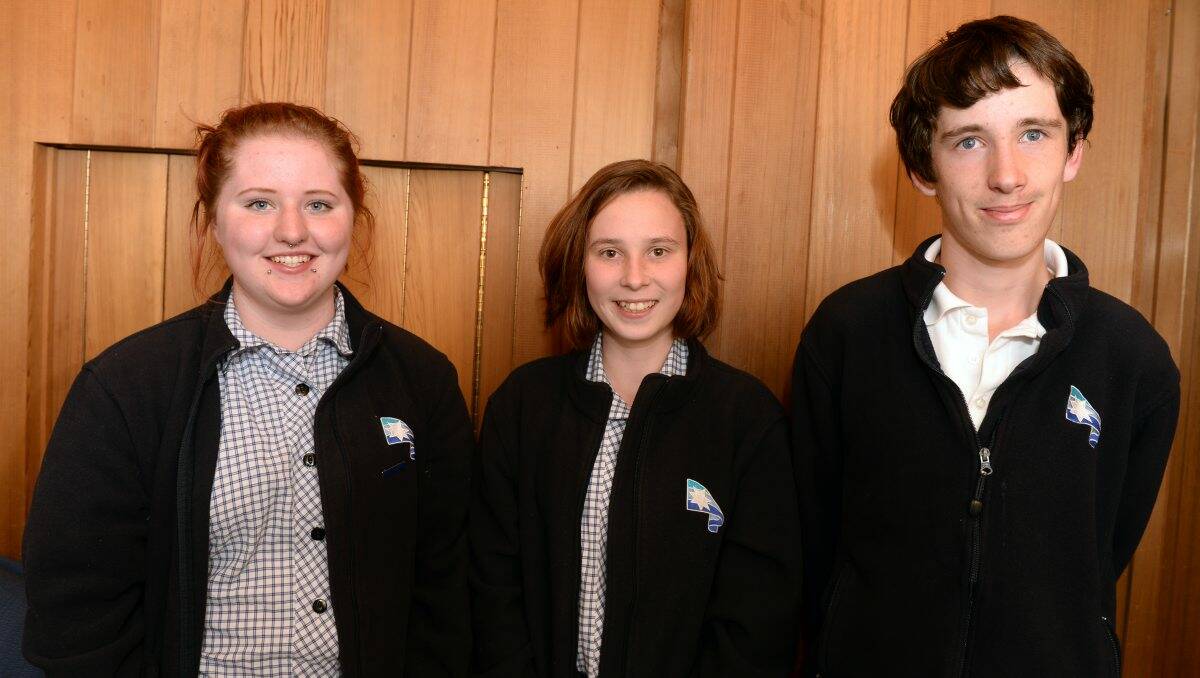 Isabelle Haywood, Charlotte Rawson and Lucas Michell from Ballarat Secondary College. PICTURE: KATE HEALY