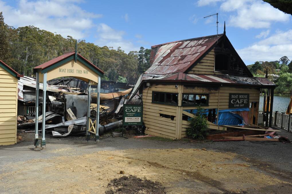 Gutted: The iconic boathouse in Daylesford went up in flames last night. 