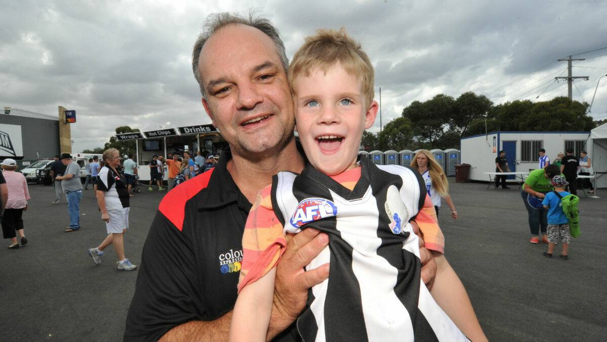 Matt and Riley Haymes at Eureka Stadium. PICTURE: JEREMY BANNISTER