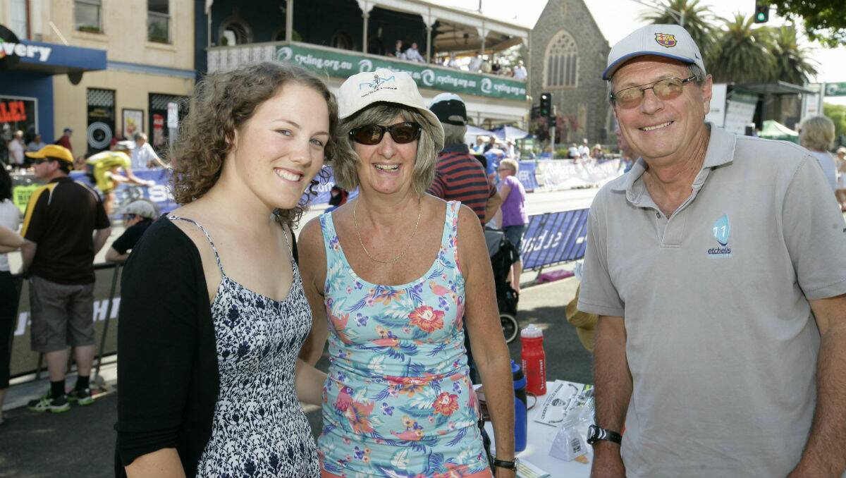 Emma Goodwin, Jane Collyer and Phil Collyer at the Road National Championships Criterium. PICTURE: CRAIG HOLLOWAY