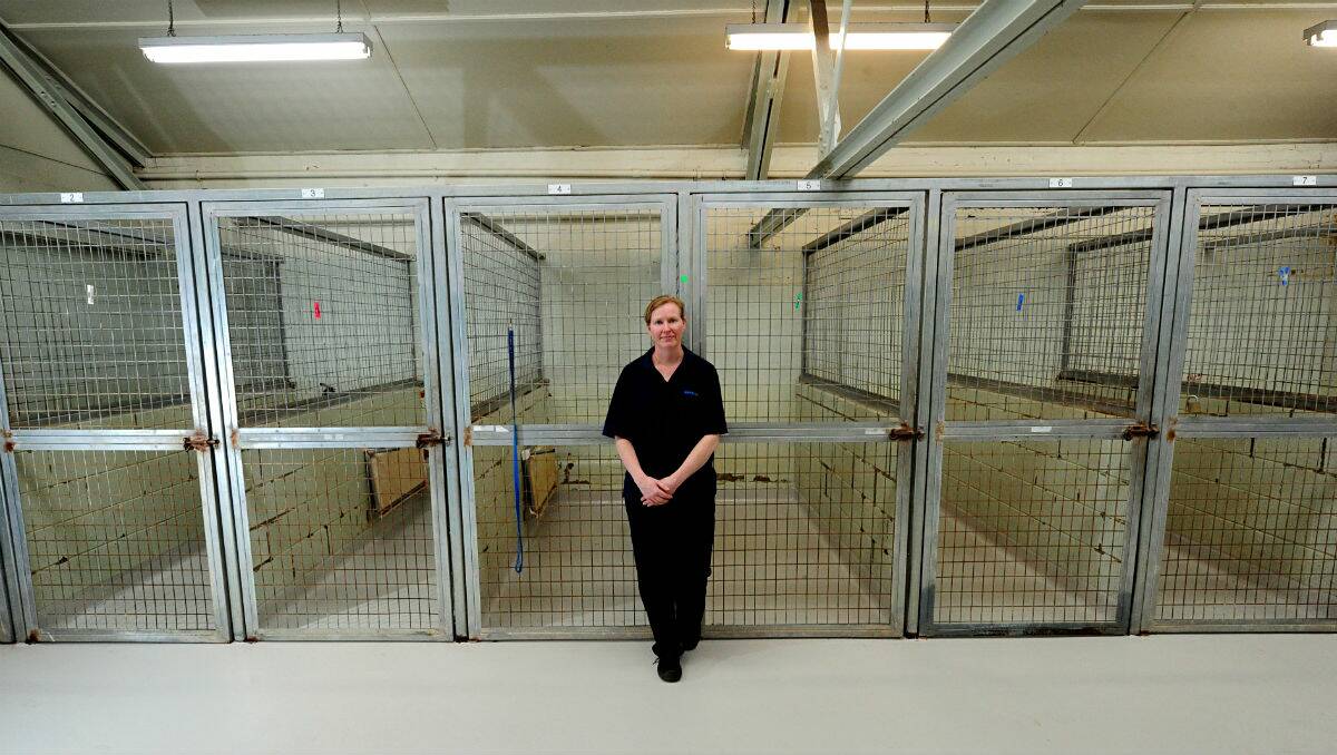 Ballarat RSPCA acting supervisor Rose Boulton in front of the shelter's empty cages. PICTURE: JEREMY BANNISTER