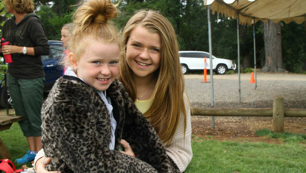 Emma Lethlean, 14, with sister Olivia, 7, from Bendigo at Creswick. PICTURE: TALITHA PRENDERGAST