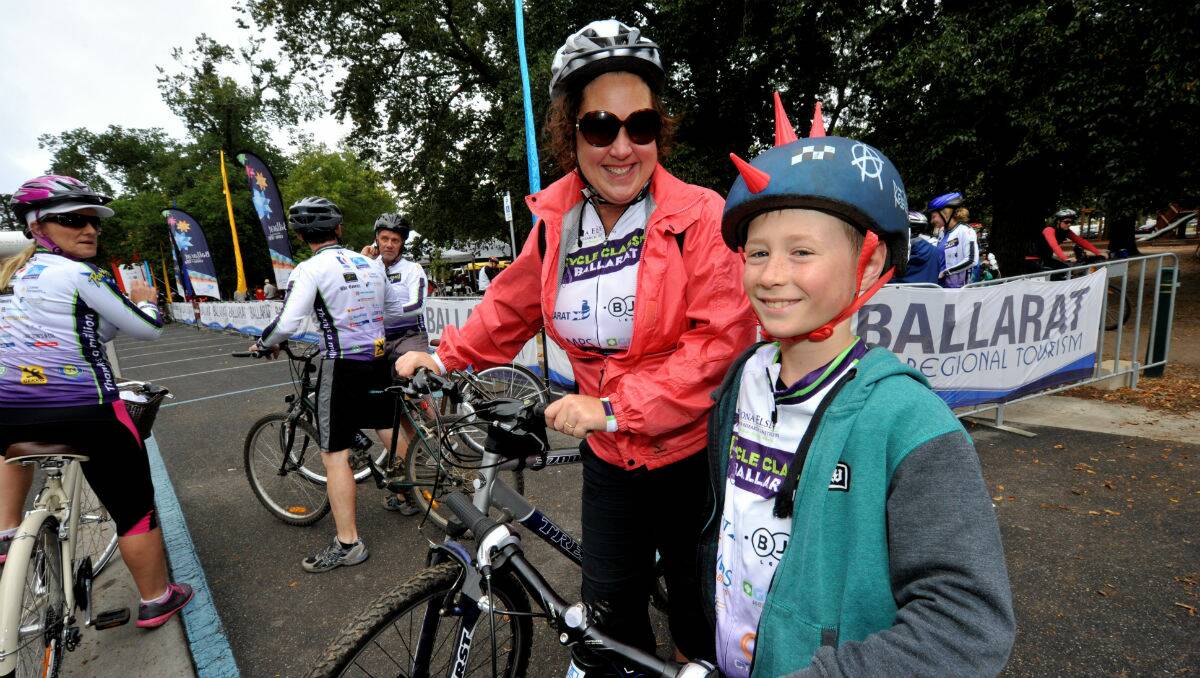 Anthea and Cooper Pinson at the Ballarat Cycle Classic. PICTURE: JEREMY BANNISTER
