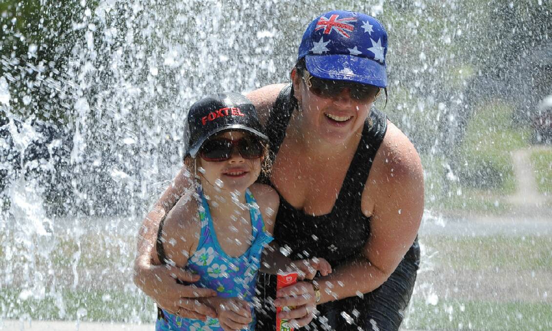 Cassandra and Imogen Tuffen enjoy the Ballarat water park. PIC: Lachlan Bence