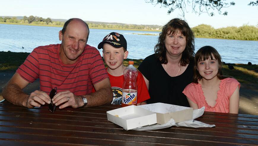Mick, Brody, Ali and Ashleigh Goossens at Lake Wendouree. PICTURE: KATE HEALY