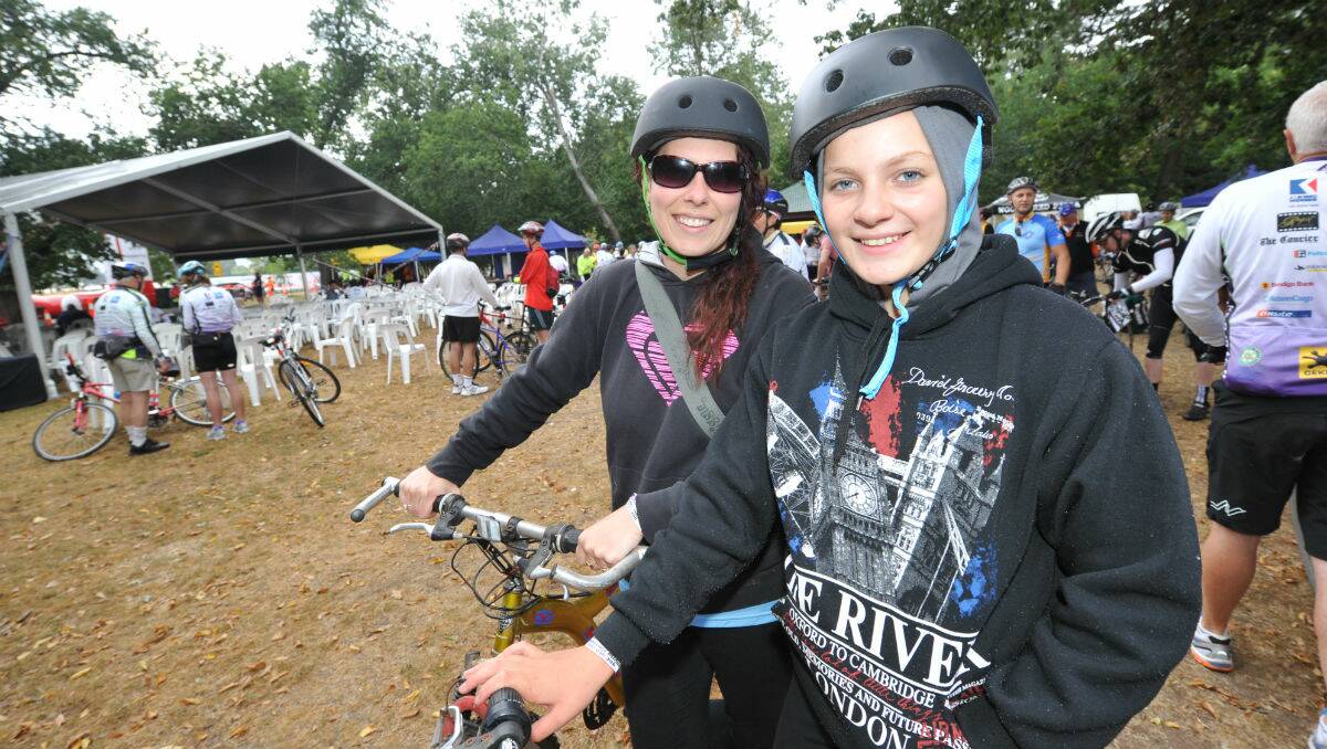 Rebecca and Chloe Mason at the Ballarat Cycle Classic. PICTURE: JEREMY BANNISTER