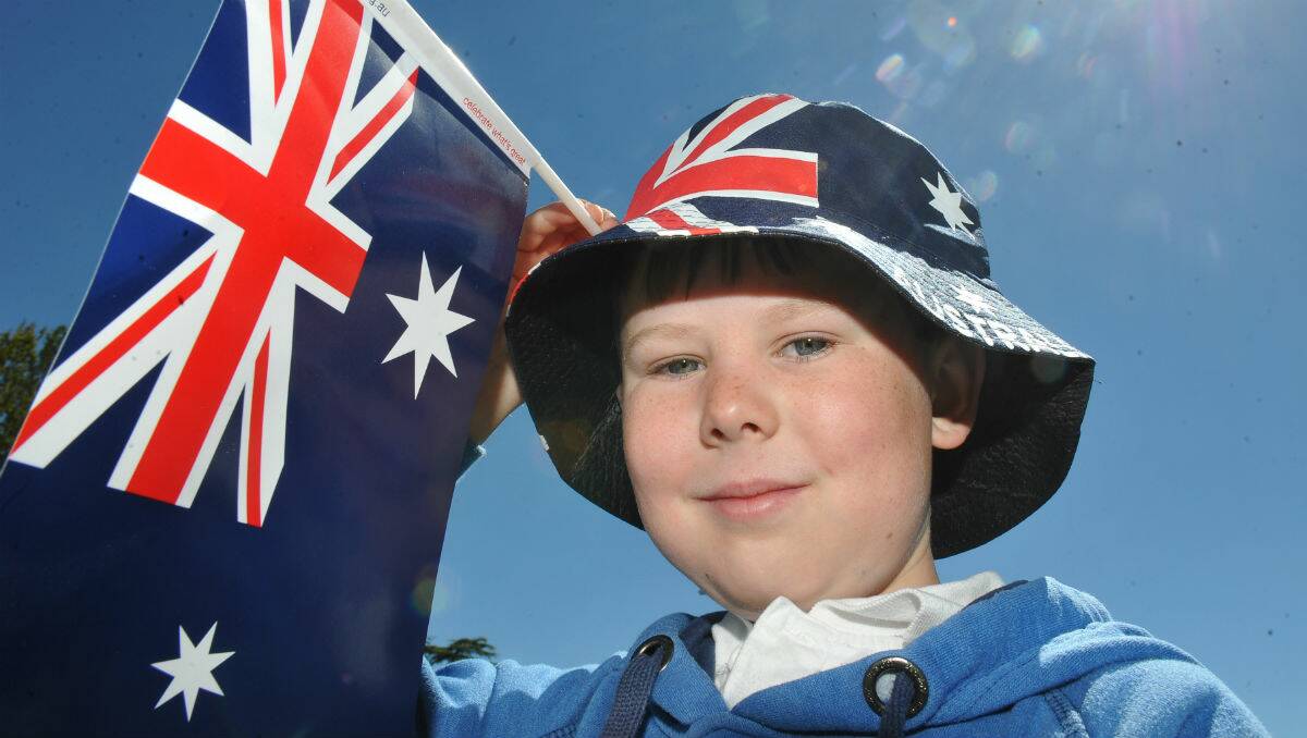 Thomas Pretty, 9, at the Pyrenees Shire Australia Day celebration at Beaufort. PICTURE: LACHLAN BENCE