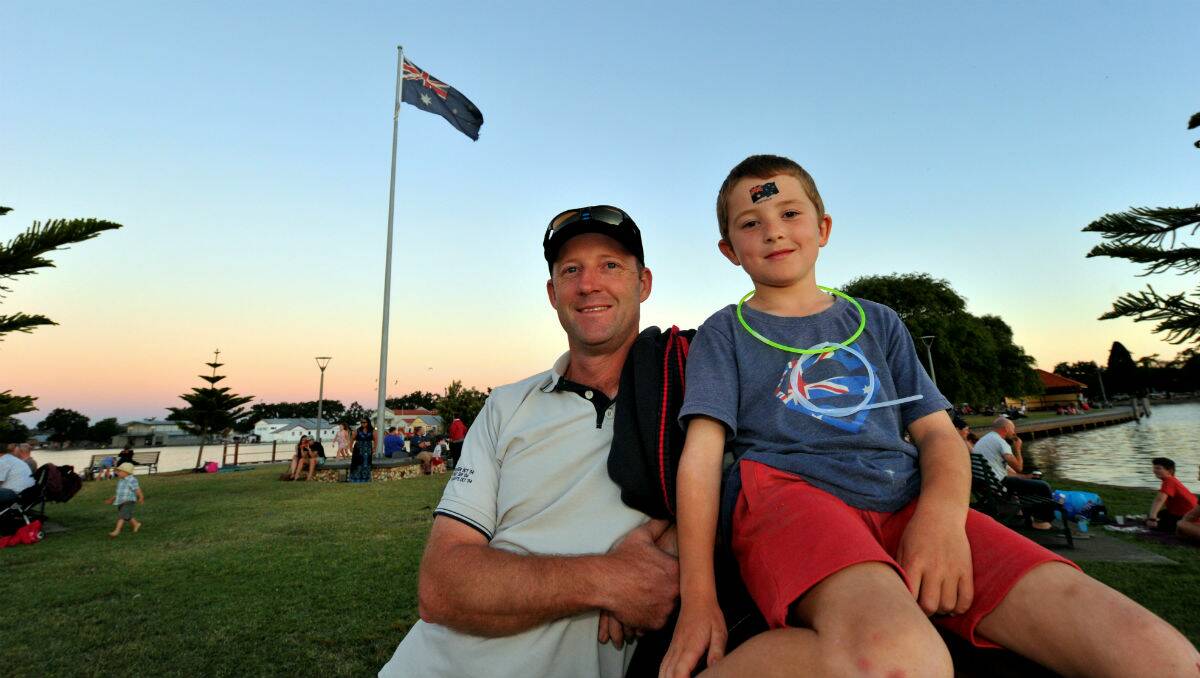 John and Riley Kerr at Lake Wendouree. PICTURE: JEREMY BANNISTER