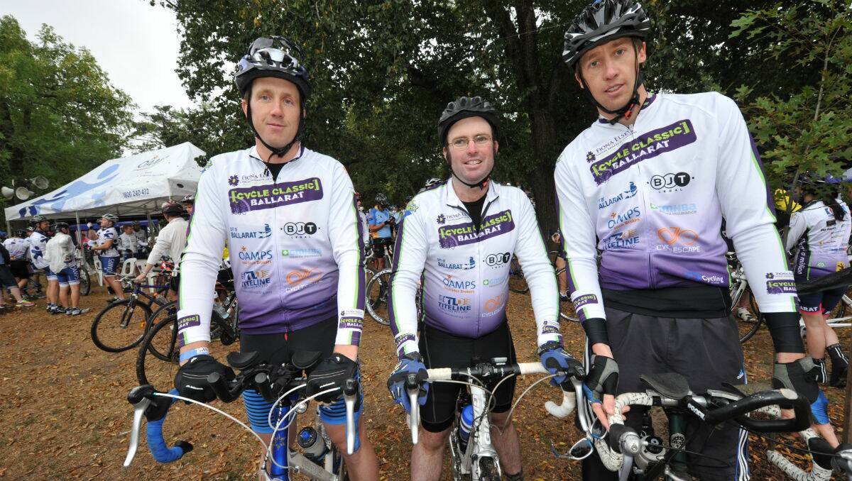 Damian Menz, Chris Draffin and Tim Menz at the Ballarat Cycle Classic. PICTURE: JEREMY BANNISTER
