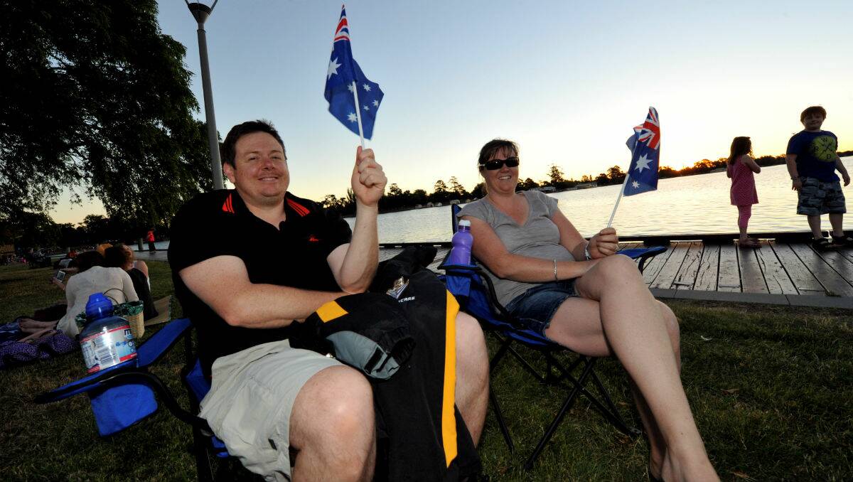 Damien and Nicole Hutchinson at Lake Wendouree. PICTURE: JEREMY BANNISTER