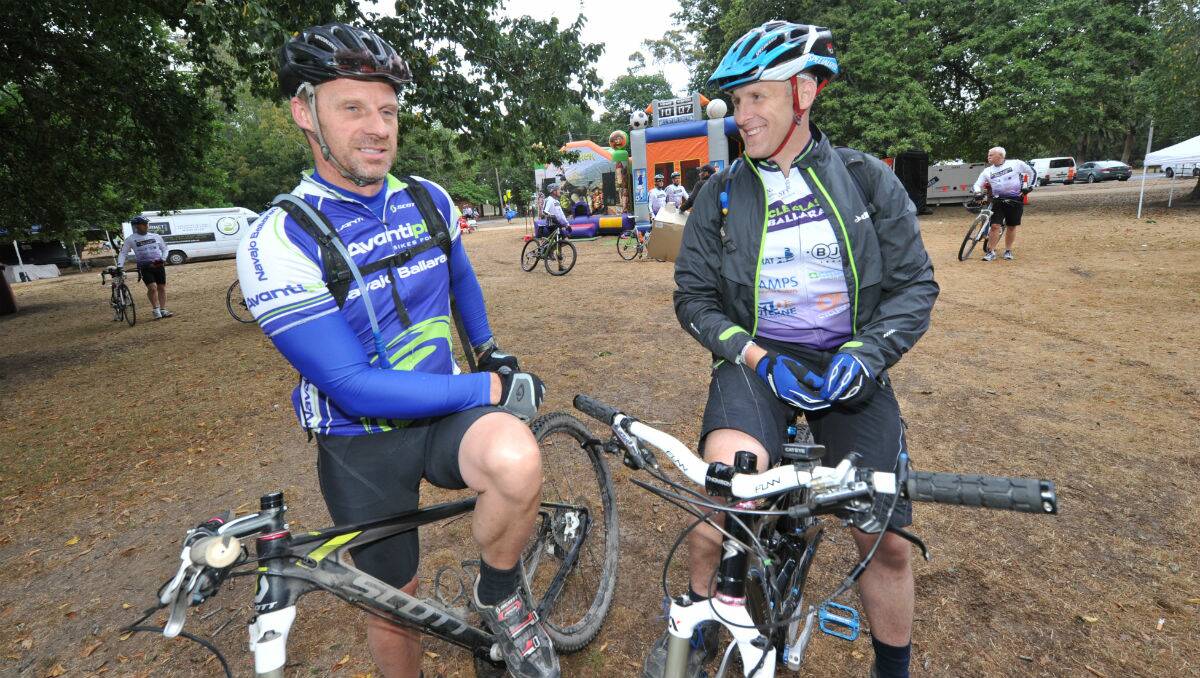 Neville Bilney and Paul Mathers at the Ballarat Cycle Classic. PICTURE: JEREMY BANNISTER